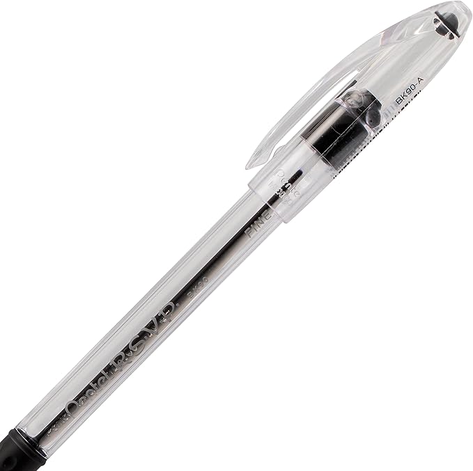 Pentel RSVP Ballpoint Pen, (0.7mm), Fine Line, Black Ink, Pack of 5 (BK90PF5A)