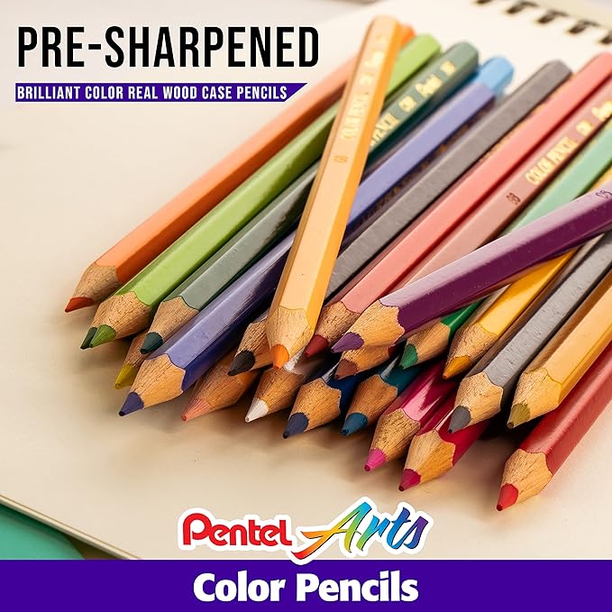 Pentel Arts Colored Pencils, Assorted Colors, Set of 12 (CB8-12)