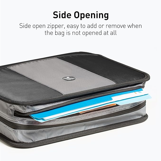 Round Ring 3-Inch Zipper Binder, Designed with Expanding Files and Handle, Shoulder Strap Included, Black
