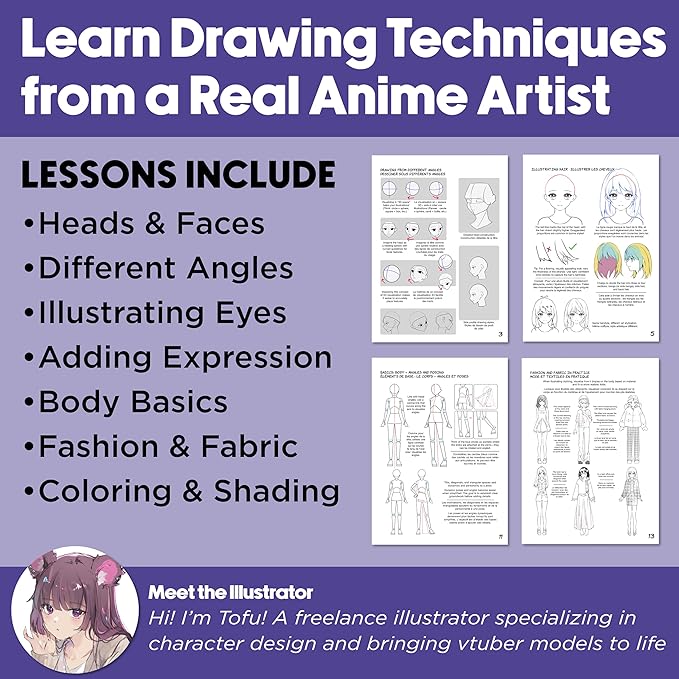 Faber-Castell Anime Drawing Kit: Shojo Edition | Step-by-Step Instruction Book with 20 Practice Pages, Color Pencil Set & Drawing Supplies for Kids, Easter Basket Stuffers (1 Book)