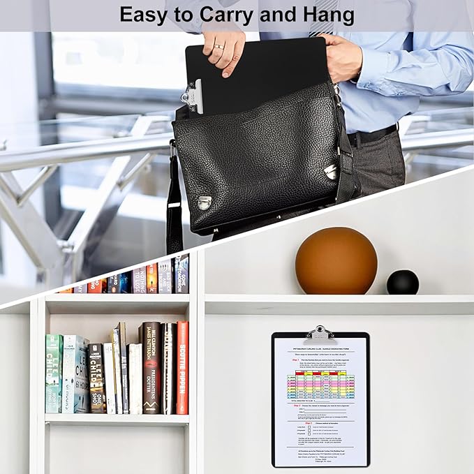 ZCZN Metal Clipboard, 24 Pack Heavy Duty Aluminum Clipboards 12 x 9 Inches, A4 Letter Sizer Document Holder with High Capacity Clip, Suitable for School, Office, Jobsite or Medical Staff, Black