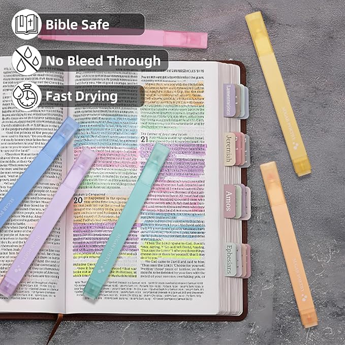 EooUooIP Aesthetic Highlighters, Cute Highlighters Dual Tip, Bible Highlighter No Bleed, Chisel and Fine Tips, Pastel Highlighter Assorted Colors for School & Office Journal DIY Home, 6 Pack