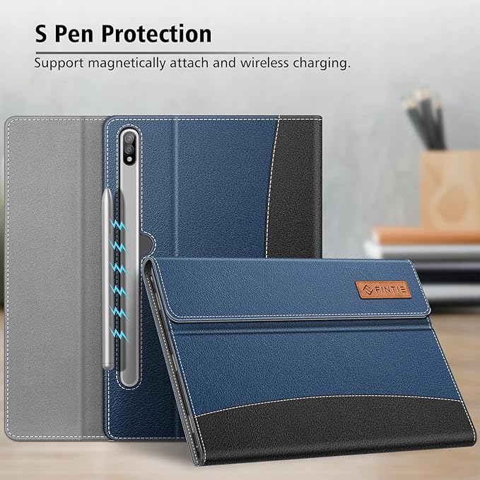 Fintie Case for Samsung Galaxy Tab S8/Tab S7 11 Inch (Model SM-X700/X706/T870/T875/T878) with Built-in S Pen Holder, Multiple Angle Portfolio Business Cover with Pocket Auto Sleep/Wake, Navy
