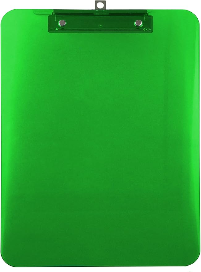 Trade Quest Plastic Clipboard Transparent Color Letter Size Low Profile Clip (Pack of 6) (Assorted)
