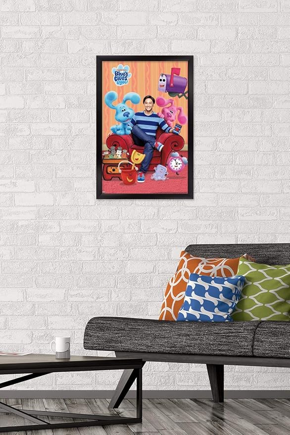 Nickelodeon Blue's Clues - Group Wall Poster, 22.4L" x 14.7W", Black Framed Version