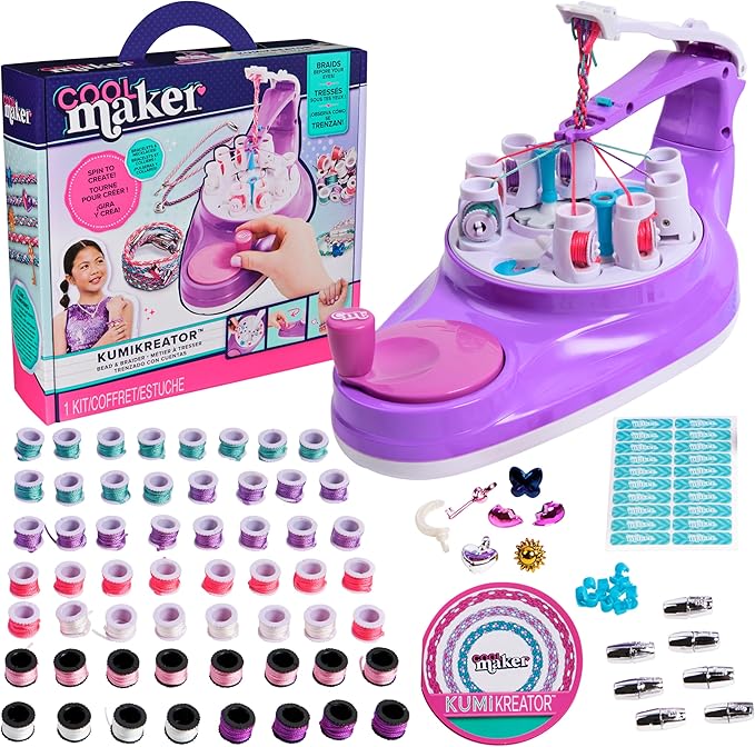 Cool Maker, KumiKreator Bead & Braider Friendship Necklace & Bracelet Making Kit (Packaging May Vary), Gifts & Stocking Stuffers for Girls Ages 8 and up