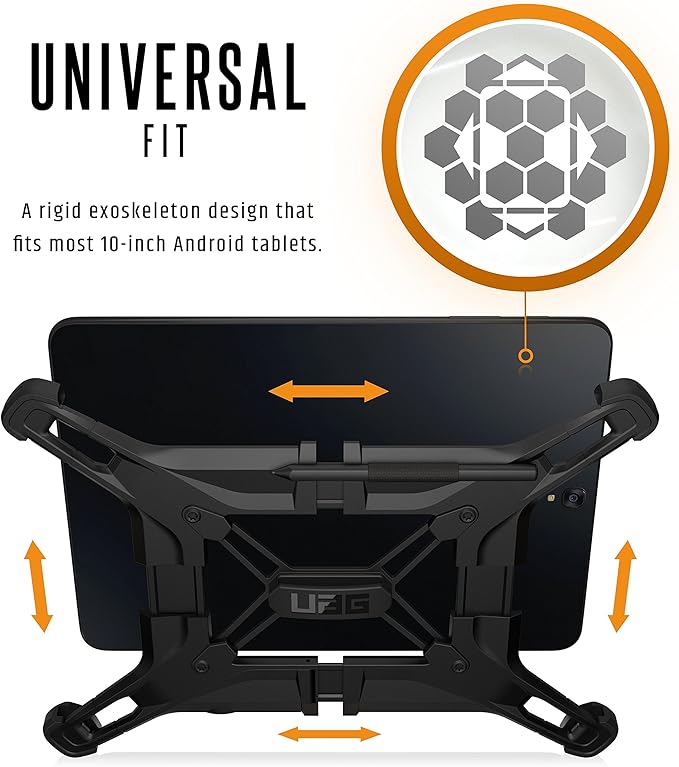 URBAN ARMOR GEAR [UAG] Rugged Exoskeleton Universal Android Tablet Case [Black] with Stand and Pen Holder for 9 & 10-inch Tablets Including Galaxy Tab S3, Tab S2, Tab A, Tab E & More
