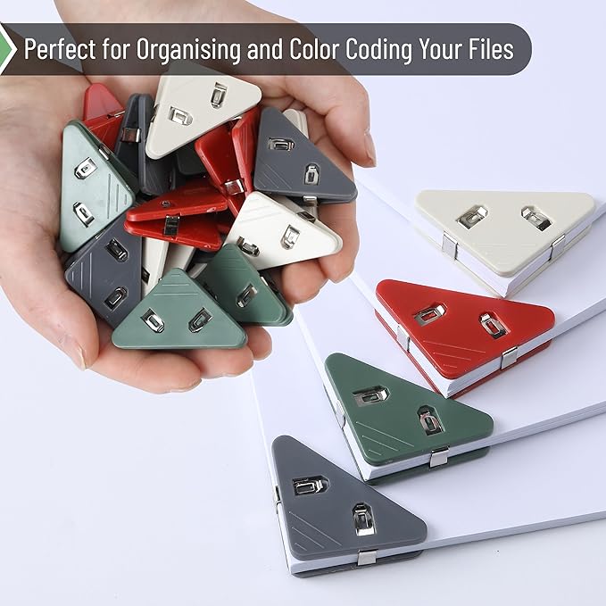 Mr. Pen- Corner Paper Clips, 20Pack, 4 Colors, Triangular File Corner Clip