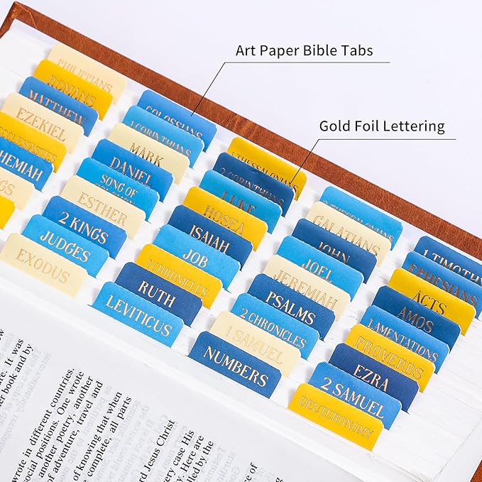 Starry Night Bible Tabs, Van Gogh Inspired 105 Pcs Gold Foil Index Tabs with Ruler - 66 Books & 39 Blank DIY Stickers, Bible Journaling Supplies, Artistic Bible Accessories Gift Set for Women and Men