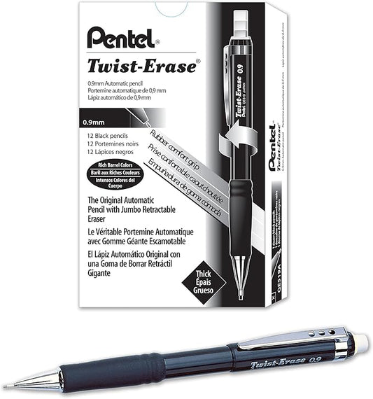 Pentel Twist-Erase III Mechanical Pencil, (0.9mm), Black Barrel
