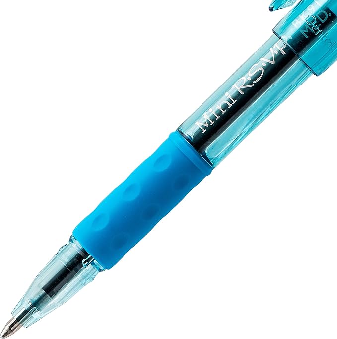 Pentel RSVP Mini Ballpoint Pen, (1.0mm) Medium Line, Sky Blue Ink, 12 pack (BK91MNS-S)