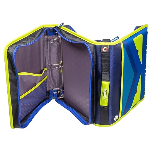 Case-it 6 Pack Z Shape Zipper Binder - Two Binders in One - Double Sided 1.5 Inch D-Ring - 500 Page Capacity - Comes with Shoulder Strap, Monster Design Z-176-ME-C-BLUR, Light Blue, Purple