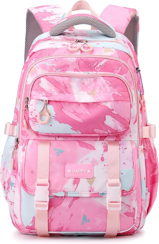 MITOWERMI Pink Backpack for Girls Bookbag Kids School Bags Multi-pocket Girls Backpack for School Elementary Students Schoolbags Teens Back packs (Pink)