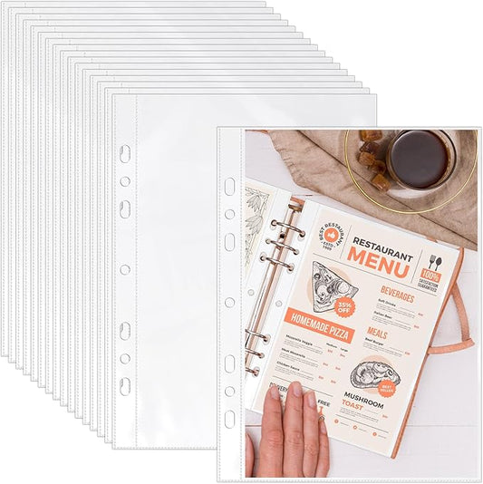 100 Pack 5.5x8.5 Inch Sheet Protectors for 3 or 6 Ring A5 Binder, Half Letter Size 7 Holes Mini Heavy-Duty Sheet Protector Sleeves Crystal Clear Playbill Binder Pockets