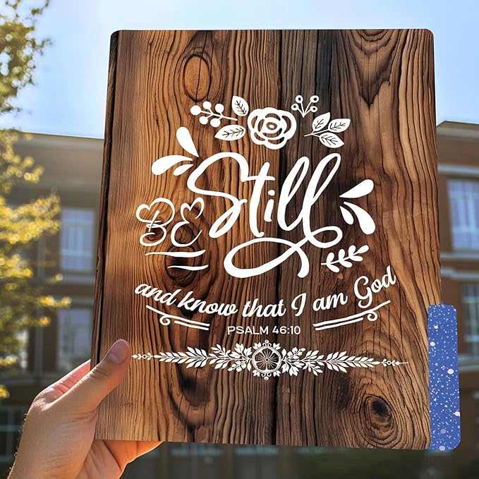 PARTH IMPEX 12 Pack Decorative File Folders, 1/3 Cut Tab with Assorted Positions, Letter Size Paper Holders (9.37” x 11.75”) Matte Finish Laminated - Motivational Inspirational Bible Verse Quotes