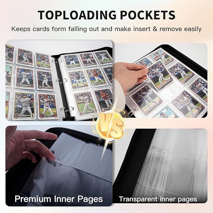 Trading Card Binder, Premium 9 Pocket 720 Double Sided Pocket Collection Binder,Card Album for TCG Card Holder for Game Card, Sports Card, Yugioh, MTG etc(Black 1)