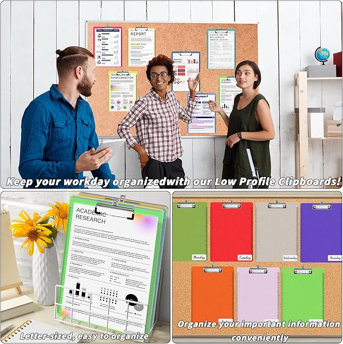20 Pcs Plastic Clipboards Bulk with Scale Lines 20 Assorted Colors Clear Colored Clip Board 12.5 x 9 in Standard A4 Letter Size Low Profile Clipboard Portable for Classroom Office Supplies Students