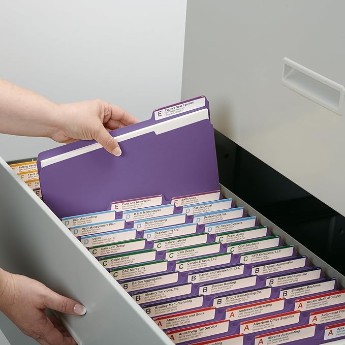Smead Standard File Folders, Purple, 1/3-Cut Tabs, Letter Size (13043), 100 Count (Pack of 5)