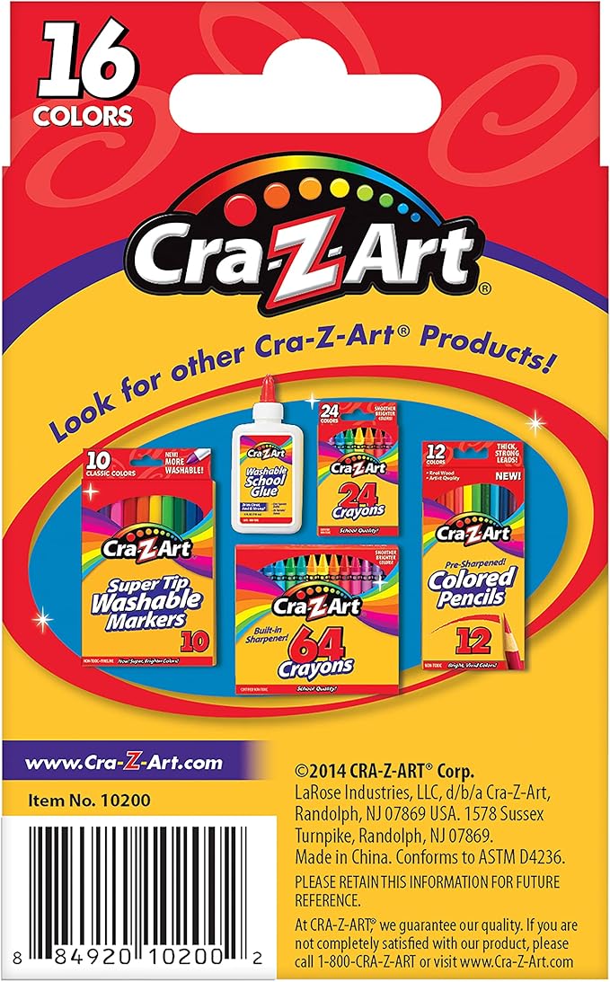 Cra-Z-Art 16ct Crayons, Back to School Supplies, Box of Crayons for Creative Drawing Fun, Ages 3 and Up