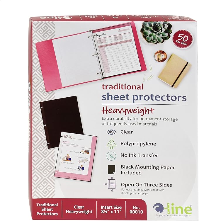 C-Line Traditional Polypropylene Sheet Protectors, Heavyweight, 11 X 8.5, 50/box