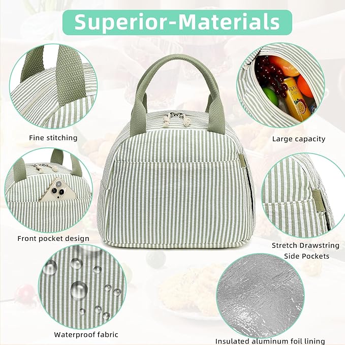 LEDAOU Lunch Box for Women Insulated Lunch Bag Lunch Tote Bags Leakproof Cooler Lunch Case for Travel Work Picnic