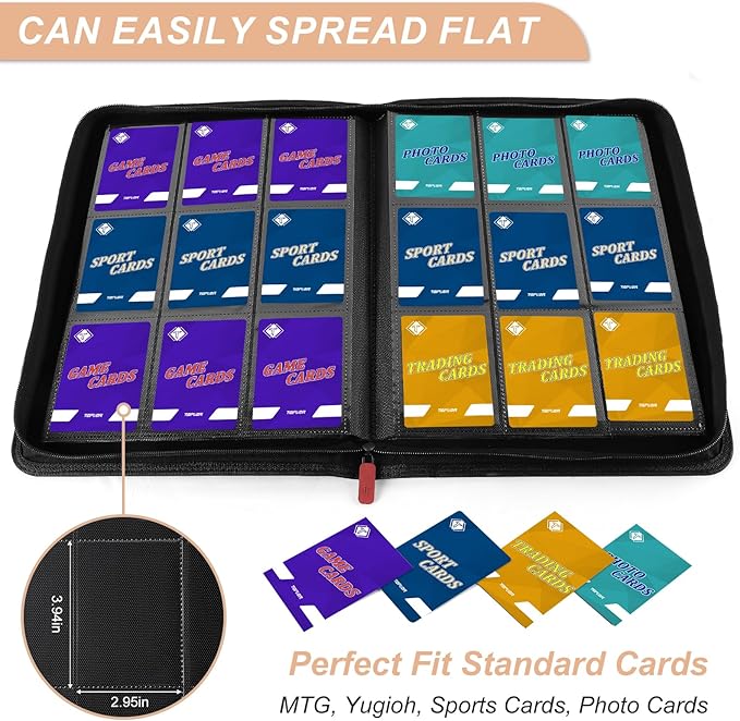 Trading Card Binder, Card Binder Album Folder Book Fit for MTG Baseball Football Sports Cards, Easy to Use Card Collection Binder (Yellow, 432 Pockets)