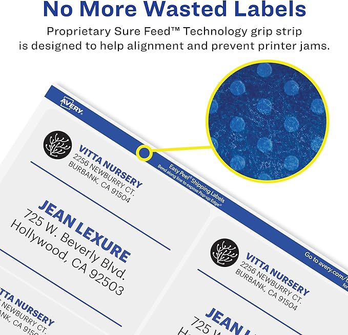 Avery Matte Frosted Clear Address Labels for Laser Printers, 3-1/3" x 4", 300 Labels, 5 Packs (5664)