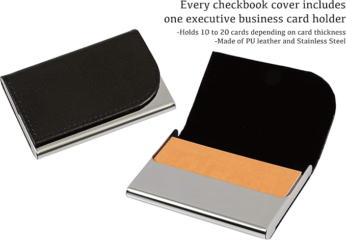 2Fold Zippered Business Checkbook Binder - 7 Ring Binder for Business Checks with Built-in Organizer and Card Case - PU Leather Portfolio for up to 600 3-Up Checks (Light Brown)