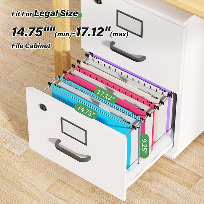 Ansook Legal Size Hanging File Folder Extra Capacity,Heavy Duty 2" Expandable Hang Folder with Tabs,12 Pack Reinforced File Cabinet Folders,Plastic Hanging File Organizer for File Frame Box