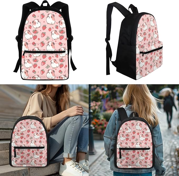 Cute Guinea Pig Backpack for Kids School Bag with Lunch Bag for Toddler Girls Preschool Boys School Bookbag with Pencil Case Water Bottle Sleeve 4pcs/set