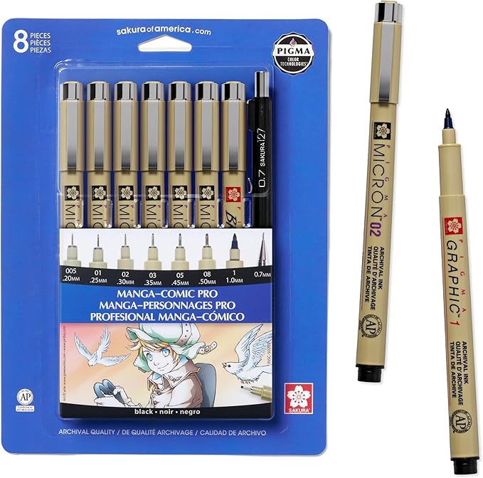 SAKURA 50203 8-Piece Pigma Manga Comic Pro Drawing Kit