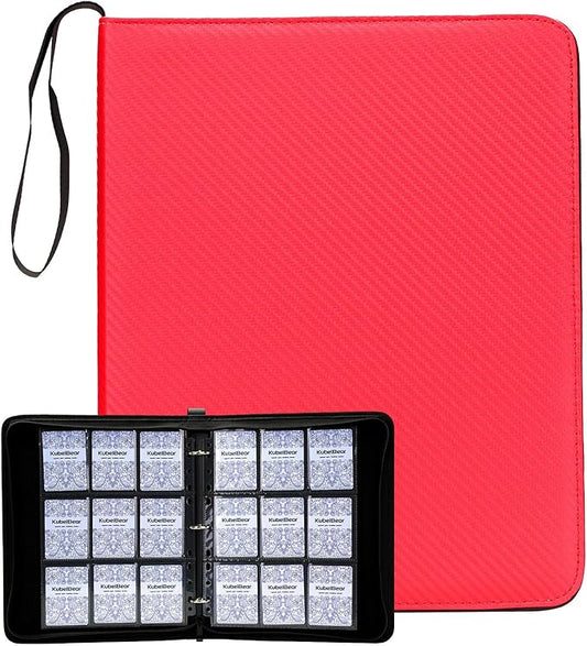Card Binder – 720 Capacity, Zippered Trading Card Holder for MTG, Sports & Collectible Cards – Acid-Free, Durable & Travel-Friendly Storage (Red, 9 Pocket)