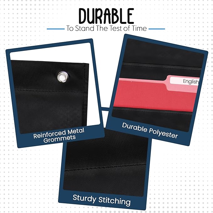 Essex Wares - 2 Pocket File Pocket Chart, Black - Versatile Wall Hanging File Folder Organizer for Classroom, Office, Home, and More - Wall Folder Organizer - Two Pockets