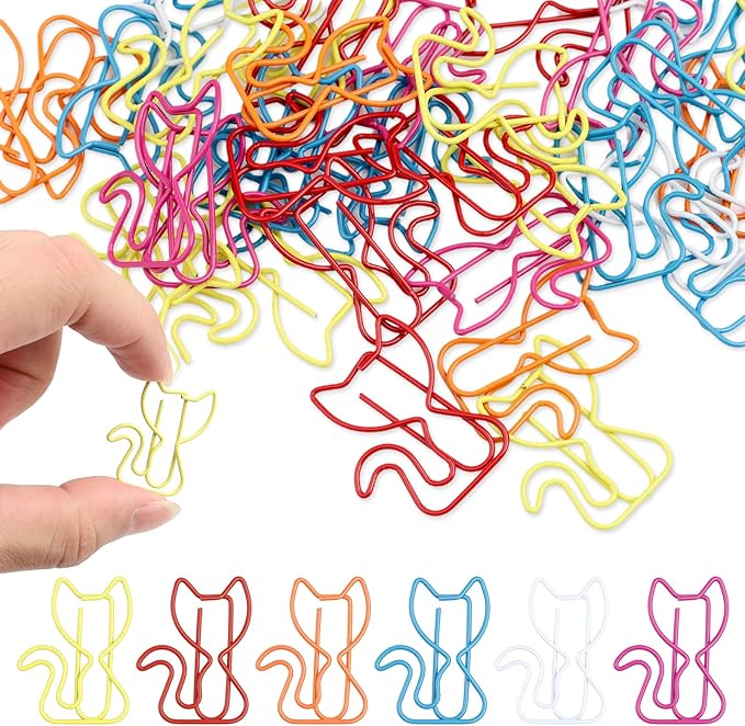 50 PCS Mixed Color Cat Paper Clips & Bookmarks | Multicolor Cat School Supplies, Office Stationery & Themed Gifts for Teachers, Cat Lovers, Women, Students & Coworkers