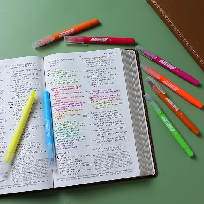 Bible Highlighters and Pens No Bleed, 16 Pack Assorted Colors Gel Highlighters for Bibles, Bible Markers Study Kit Journaling Office Supplies (Vibrant colors)