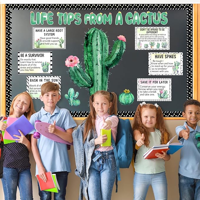 Cactus Bulletin Board Decorations Plant Motivational Bulletin Board Set for Back to School Decorations Succulent Classroom Decor