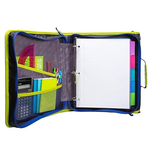Case-it 6 Pack Z Shape Zipper Binder - Two Binders in One - Double Sided 1.5 Inch D-Ring - 500 Page Capacity - Comes with Shoulder Strap, Monster Design Z-176-ME-C-BLUR, Light Blue, Purple