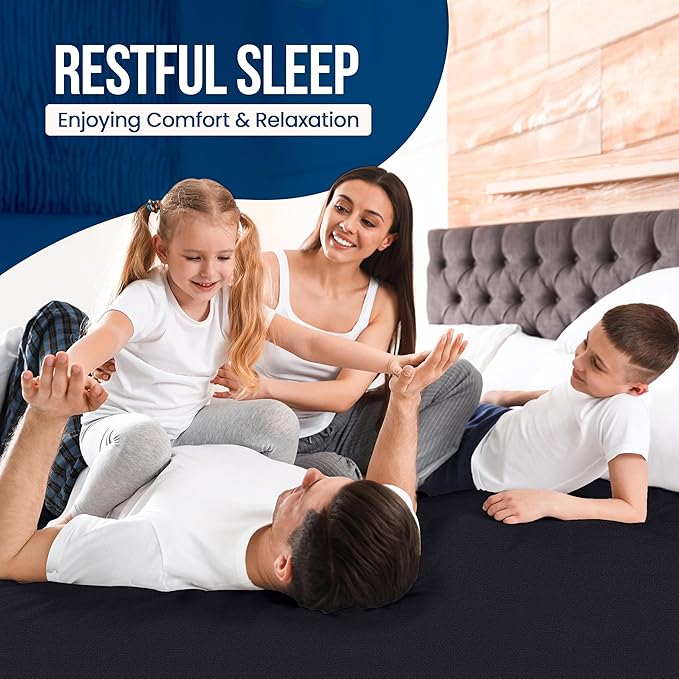 Utopia Bedding Waterproof Mattress Protector King Size, Premium 200 GSM Terry Mattress Cover, Soft & Breathable Bed Cover, Fitted Sheet Style with Stretchable Deep Pockets 17" (Black)