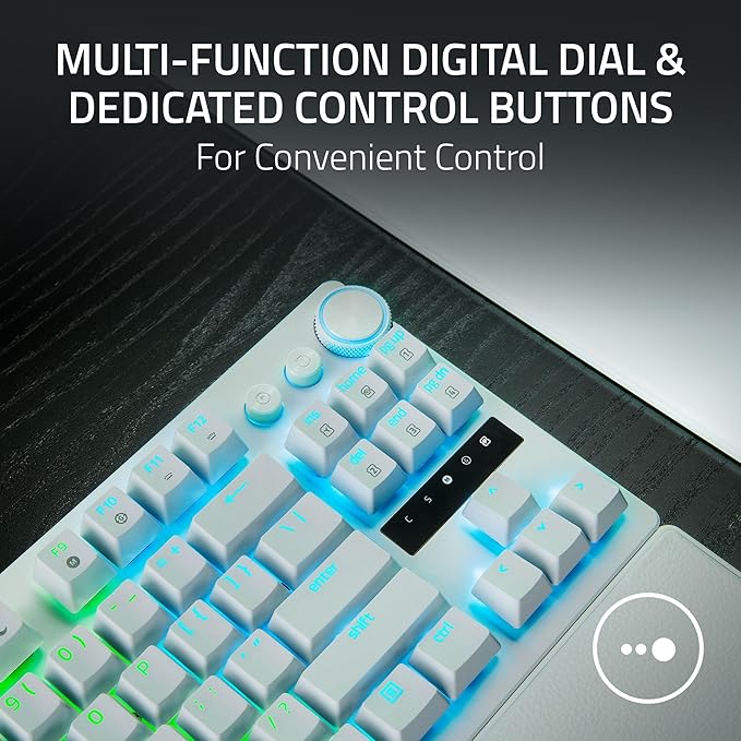 Razer Huntsman V3 Pro TKL 8KHz Esports Gaming Keyboard: Analog Optical Switches Gen 2-8000 Hz Polling Snap Tap - Rapid Trigger - Adjustable Actuation - Media Controls - PBT Keycaps - White