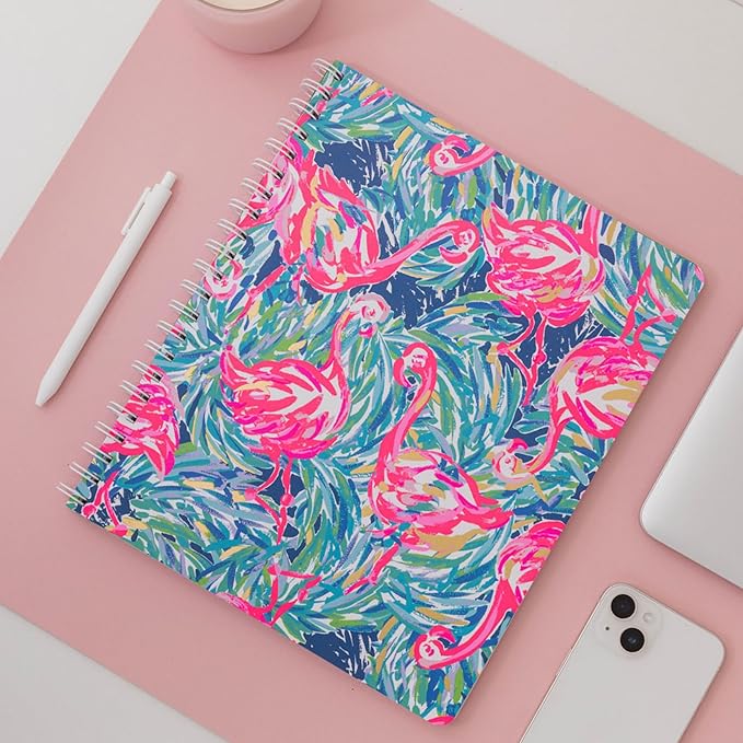 Lilly Pulitzer Large Hardcover Spiral Notebook, 11" x 9.5" with 160 College Ruled Pages, Flamenco Beach