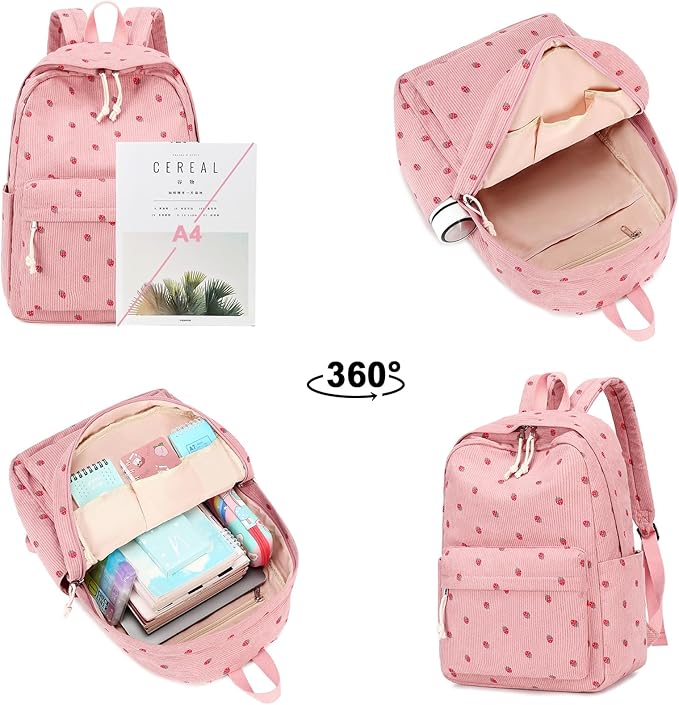 Bluboon School Backpack Set Girls Womens Laptop Bookbag Casual Daypack Fits 15 inch Laptop with Lunch Tote Bag and Pencil Bag