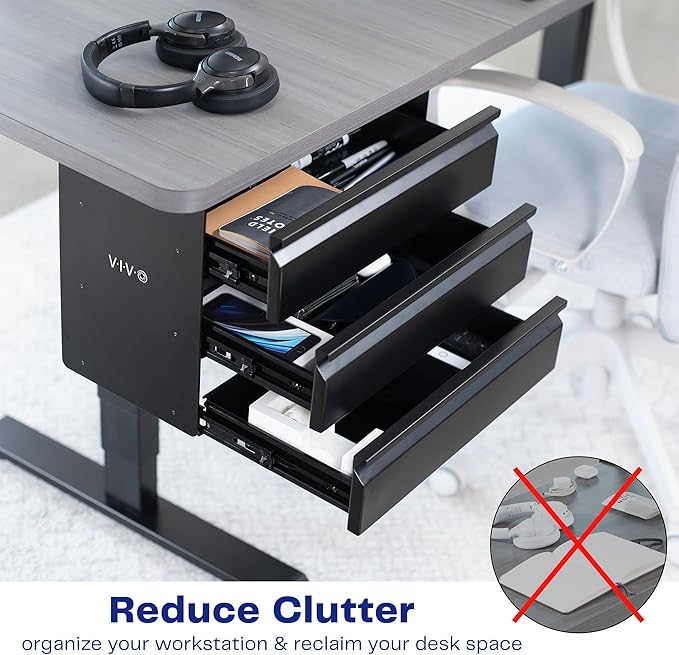 VIVO 16 in Slide Out Dual Tier Storage Drawer, Under Desk 3 Layer Organizer, Black, DESK-DR03