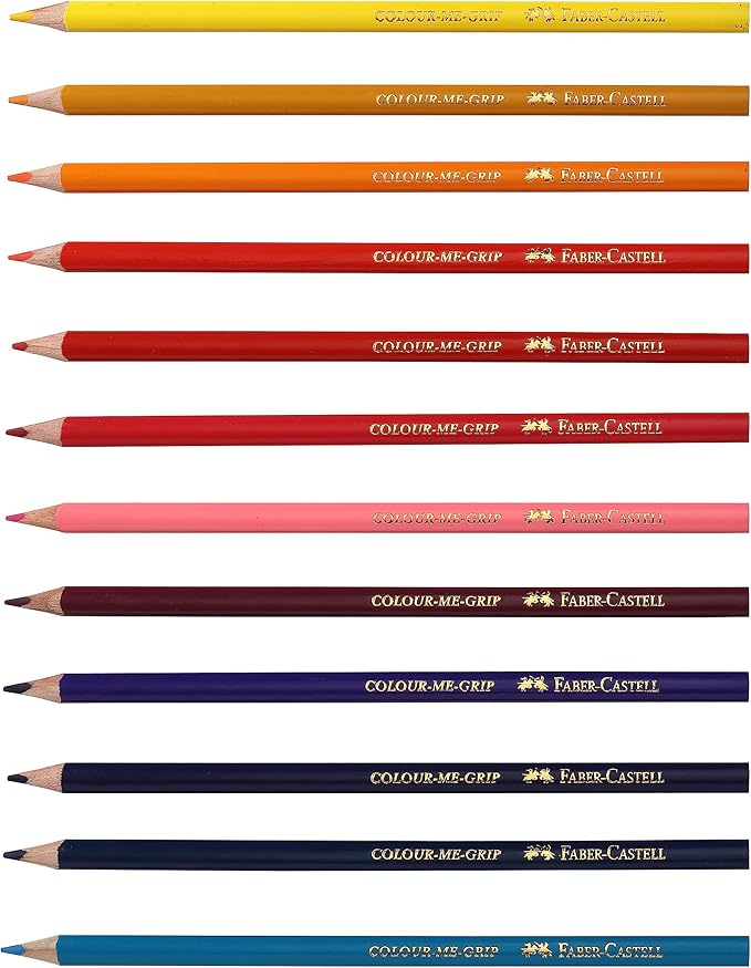 Faber Castell 24 Tri-colour Pencil Set Best Grip Includes Silver & Gold
