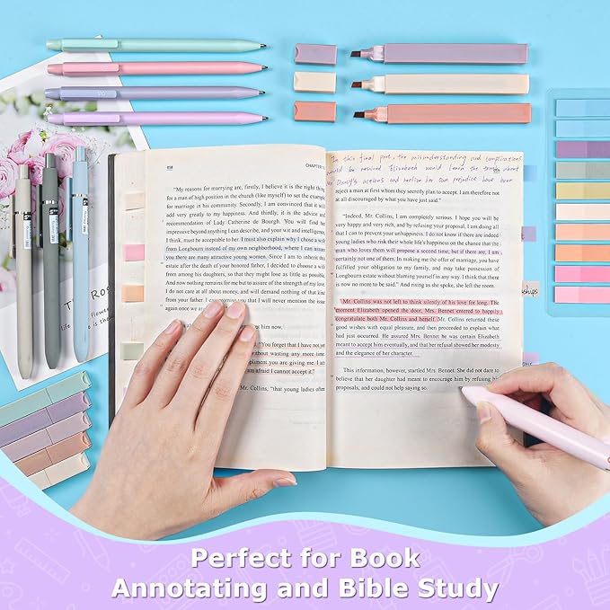 Aesthetic School Supplies, Clear Pencil Case with 12 Colors Highlighter, 5 Quick Dry Retractable Black Ink Pen, 6 Mechanical Pencil 0.5 & 0.7mm, 6-in-1 Multi Color Pen, Stationary Set for Student Girl