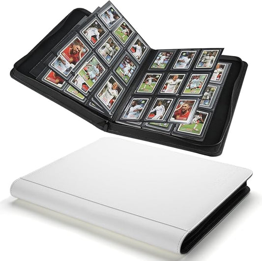 Toploader Binder,Toploader Hard Cases, 9-Pocket Pages Sleeves Hold up 288 Cards.Toploader Card Binder with Sleeves for “3×4” rigid，Card Holder(White)