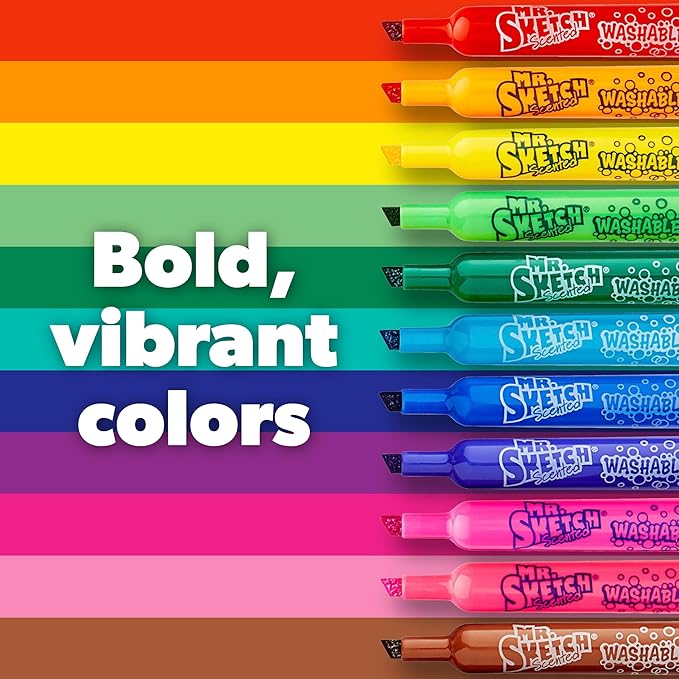 Mr. Sketch Scented Washable Markers, Chisel Tip Marker, Assorted Colors, 36 Count