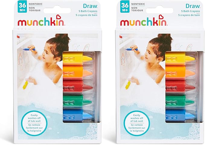 Munchkin Draw Bath Crayons Toddler Bath Toys, Non-Toxic and Washable, Fun Gift for Kids 36 Months and Up, 10 Count