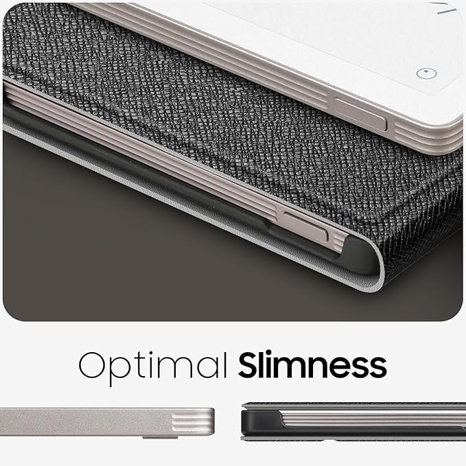 Fintie Case for 7.3" Remarkable Paper Pro Move 2025, [Built-in Pen Holder] PU Leather Hard Back Shell Flip Standing Cover Auto Wake/Sleep with Card Slot, Black