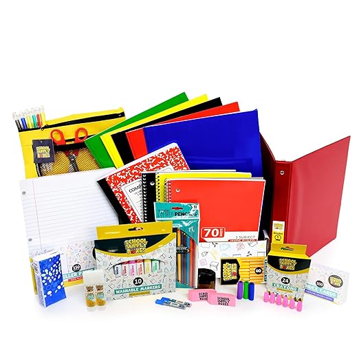 Elementary School Essentials Bundle | Pallet (180 Boxes) - 91 Pieces per Box | School Supply Boxes - Back to School Essentials | Includes Binders, Folers, Notebooks, Paper, Pencils, Pens, & More