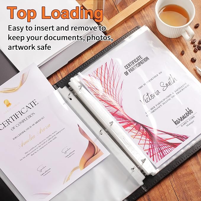 Sheet Protectors - 200 Sheets 4 mils Strong Extra Heavyweight Clear Top Load 8.5 x 11 Inch Highlight Transparent Acid-Free for 3 Ring Binder OS01200